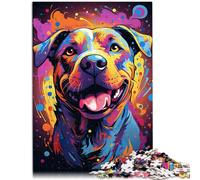 Puzzles pour Adultes 1000 pièces d'un Beau Chien Pitbull Puzzles Amusants Anti-Stress 10,27 po x 14,96 po pour Adolescents de 14 Ans et Plus