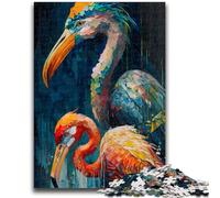 Puzzles pour Adultes 1000 pièces Duo de Flamants Roses colorés Anti-Stress Défi Difficile Convient pour la décoration de Bureau 26x38cm