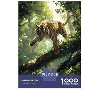 Puzzles pour Adultes 1000 Pièces Dynamic Tiger in Jungle Puzzle Adulte Jeux Amusants Analyse Et Logique Idéal comme Cadeau pour Toute La Famille 38x26cm/1000pcs