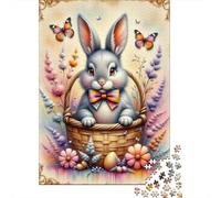 Puzzles pour Adultes 1000 Pièces Easter Basket Bunny Puzzles pour Adolescents : Améliorent La Mémoire, Entraînent Le Cerveau Et La Dextérité, Cadeaux Anti-Stress 38x26cm/1000pcs