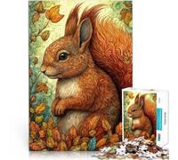 Puzzles pour Adultes 1000 pièces Écureuil dans la forêt Fantastique Jouets de Jeu Décoration Murale, Cadeaux Uniques pour Anniversaire et Noël 52x38cm