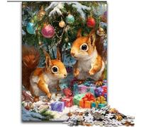 Puzzles pour Adultes 1000 pièces Écureuil de Noël, Jouets éducatifs Anti-Stress, Cadeaux et Jouets (Taille 50x75cm)