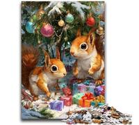 Puzzles pour Adultes 1000 pièces Écureuil de Noël pour 14 Ans et Plus Jouet éducatif intellectuel décompressant Excellent Cadeau 38x26cm