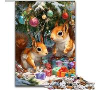 Puzzles pour Adultes 1000 pièces Écureuil de Noël, pour Jeu éducatif, défi, Jouet pour améliorer la mémoire, pour Les 14 Ans (Taille 26x38cm)