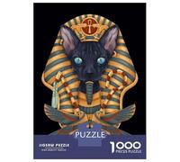 Puzzles pour Adultes 1000 Pièces Egyptian Cat Pharaoh Art Print Puzzles pour Adultes pour S'amuser en Famille Activités Amusantes À La Maison Cadeaux pour Les Amis Et La Famille 52x38cm/1000pcs