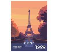 Puzzles pour Adultes 1000 Pièces Eiffel Tower Sunset Puzzles pour Adultes pour S'amuser en Famille Activités Amusantes À La Maison Jeu Familial Stimulant 70x50cm/1000pcs