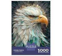 Puzzles pour Adultes 1000 Pièces Elegant Eagle Portrait with Golden Accents Adolescents Puzzles Jeux Relaxants pour S'amuser en Famille Activités Amusantes À La Maison 52x38cm/1000pcs