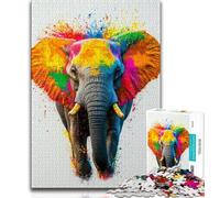 Puzzles pour Adultes 1000 pièces Éléphant Aquarelle, Jeux éducatifs, décoration d'intérieur, idéal comme Cadeau pour Toute la Famille (38x26cm)