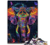 Puzzles pour Adultes 1000 pièces Éléphant Arc-en-Ciel Jeu Stimulant et Jeu Familial Décoration Murale Cadeaux d'anniversaire et de Noël Uniques 50x75cm