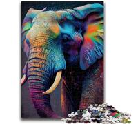Puzzles pour Adultes 1000 pièces Éléphant coloré pour 14 Ans et Plus Jeu de Quiz Activités Amusantes à la Maison, Cadeau d'anniversaire, Cadeaux de Voyage 26x38cm