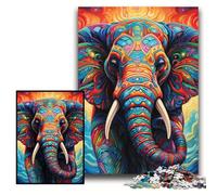 Puzzles pour Adultes 1000 pièces Éléphant coloré Puzzle 1000 pièces Un Casse-tête Stimulant pour Les Adolescents, Parfait pour la décoration intérieure ou comme Cadeau Taille 26x38cm