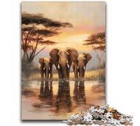 Puzzles pour Adultes 1000 pièces Éléphant d'Afrique Aidez Le Cerveau à exercer Jouets addictifs pour cultiver la Patience Convient aux Couples 38x26cm
