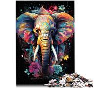 Puzzles pour Adultes 1000 pièces Éléphant d'art coloré Puzzle d'activités familiales Superbes Cadeaux pour Noël 14,96 po x 20,47 po pour Les 14 Ans