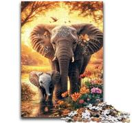 Puzzles pour Adultes 1000 pièces Éléphant de forêt Amusement en Famille pour est idéal comme Cadeau pour Toute la Famille à partir de 14 Ans 38x26cm