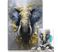 Puzzles pour Adultes 1000 pièces Éléphant doré, Jeux éducatifs, décoration de la Maison, Jeu éducatif pour Anniversaire, Noël (38x26cm)