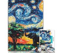 Puzzles pour Adultes 1000 pièces Éléphant du Ciel Nocturne, activités familiales Amusantes à la Maison, Cadeau d'anniversaire, Cadeaux de Voyage 38x26cm