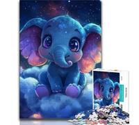 Puzzles pour Adultes 1000 pièces Éléphant endormi, Jeu Stimulant et Jeu Familial avec Affiche et fiche de Questions-réponses (75x50cm)
