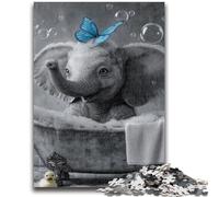 Puzzles pour Adultes 1000 pièces Éléphant et Papillon Bleu Jeu éducatif Familial Offrez des Cadeaux pour Toute la Famille à partir de 14 Ans 26x38cm