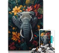 Puzzles pour Adultes 1000 pièces Éléphant Fleurs, Jouets à Faire soi-même, idéal comme Cadeau pour Toute la Famille Convient pour Et 14 38x26cm