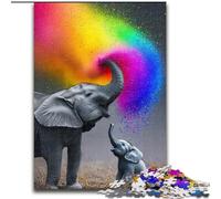 Puzzles pour Adultes, 1000 pièces, éléphant fumé Arc-en-Ciel, Puzzles impossibles pour Adultes, Parfaits pour s'amuser en Famille pour Les Anniversaires et Noël (Taille 26x38cm)