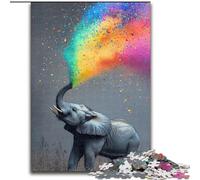 Puzzles pour Adultes 1000 pièces Éléphant fumé Arc-en-Ciel Puzzles stimulants Loisirs créatifs en Famille, Parfaits pour Les Anniversaires et Les Vacances (Taille 26x38cm)