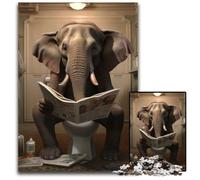 Puzzles pour Adultes 1000 pièces Éléphant lisant Un Journal Puzzles stimulants DIY Art Decor, Cadeau d'anniversaire idéal 50x75cm/19,68x29,52 Pouces