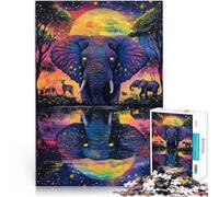 Puzzles pour Adultes 1000 pièces Éléphant majestueux Fait de Bois,pour Les 14 Ans et Plus Interaction Parent-Enfant Excellent Cadeau pour Les Jeux。Taille:50x75cm/19.6x29.5pouce