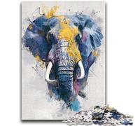 Puzzles pour Adultes 1000 pièces Éléphant Noir et Or, idéal comme Cadeau pour Toute la Famille à partir de 14 Ans, 50x75cm