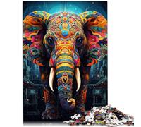 Puzzles pour Adultes 1000 pièces éléphant psychédélique Jouet éducatif Anti-Stress Idées Cadeaux Puzzle 14,96 po x 20,47 po pour Adolescent 14+