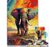 Puzzles pour Adultes 1000 pièces Éléphant psychédélique, Jouets éducatifs pour la Famille, Jeu éducatif pour Anniversaire, Noël (75x50cm)