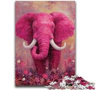 Puzzles pour Adultes 1000 pièces Éléphant Rose : Stimulez Votre Cerveau, stimulez Votre Patience et développez Votre créativité Décoration Parfaite 50x75cm
