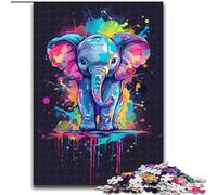 Puzzles pour Adultes 1000 pièces Éléphants colorés en Bois, Parfaits pour décorer ou Offrir en Cadeau d'anniversaire, 50x75cm, Loisirs créatifs en Famille, Parfaits pour Les Anniversaires.
