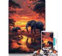 Puzzles pour Adultes 1000 pièces Éléphants d'Afrique, Aide Le Cerveau à exercer des Jouets addictifs pour cultiver la Patience Décoration Parfaite 38x26cm