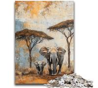 Puzzles pour Adultes 1000 pièces Éléphants d'Afrique pour 14 Ans et Plus Jouet éducatif intellectuel décompressant Excellent Cadeau 50x75cm