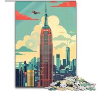 Puzzles pour Adultes 1000 pièces Empire State Building Skyline, Jouets éducatifs, Jeux Anti-Stress, renforce l'amour Entre Couples 26x38cm
