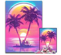 Puzzles pour Adultes 1000 pièces en Bois Motif cocotier Fluo Cadeau pour Hommes et Femmes, pour Tous Les Jours et Occasions spéciales 50x75cm