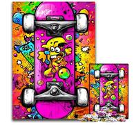 Puzzles pour Adultes 1000 pièces en Bois Motif Skateboard, Cadeau pour Hommes et Femmes, pour Tous Les Jours et Occasions spéciales, 50x75cm
