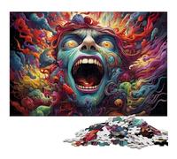 Puzzles pour Adultes 1000 pièces en Bois psychédélique coloré Jouets éducatifs et éducatifs pour la Famille 1000 pièces (75 x 50 cm)