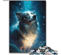 Puzzles pour Adultes, 1000 pièces en Bois représentant Un Chien Border Collie, Parfait pour Halloween, Noël ou Un Anniversaire(50x75cm)