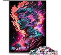 Puzzles pour Adultes 1000 pièces en Bois représentant Un Humain au néon brûlant, Casse-tête Haute difficulté pour Adolescents 50x75cm, Jeu interactif en Famille