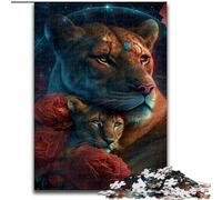 Puzzles pour Adultes 1000 pièces en Bois représentant Un Lion Observant Les étoiles, Taille 50x75cm, Jeu Familial interactif, décoration d'intérieur à Faire soi-même, Cadeau Casse-tête