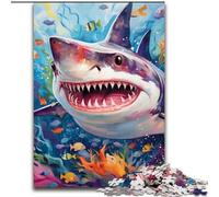 Puzzles pour Adultes, 1000 pièces en Bois représentant Un Requin Mignon, Taille 50x75cm, défi cérébral, pour Les Adolescents et décoration d'intérieur