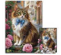 Puzzles pour Adultes, 1000 pièces en Carton, Motif Chat et Fleur, décoration d'intérieur colorée et Jeu Familial interactif, 26x38cm