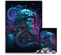Puzzles pour Adultes, 1000 pièces en Carton, Motif tête de Mort de Poulpe, idéal pour Les Amoureux, idéal pour Noël, Le Nouvel an ou la Saint-Valentin, 26x38cm/10,23x14,96 Pouces
