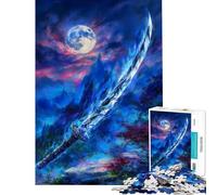 Puzzles pour Adultes 1000 pièces Épée Bleue Mystique au Clair de Lune Défi éducatif Décoration Murale Jeu Pratique pour Les 14 Ans et Plus Jeu de Puzzle proposé (38x52cm)