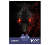 Puzzles pour Adultes 1000 Pièces Evil Black Wolf Puzzle Détente Jeux Défi Difficile Cadeau Anti-Stress 38x26cm/1000pcs