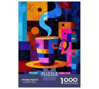 Puzzles pour Adultes 1000 Pièces Expressionist Geometry Coffee - Vibrant Abstract Café Art Puzzle pour Adultes, Jeu De Réflexion, Cadeau d'anniversaire, Défi Éducatif 38x26cm/1000pcs