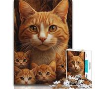 Puzzles pour Adultes 1000 pièces Famille de Chats Orange, Jouets à Faire soi-même, idéal comme Cadeau pour Toute la Famille Convient pour Et 14 38x26cm