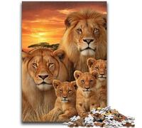 Puzzles pour Adultes 1000 pièces Famille de Lions africains Jeu Stimulant et Jeu Familial avec pièces entièrement emboîtables de Formes aléatoires 26x38cm