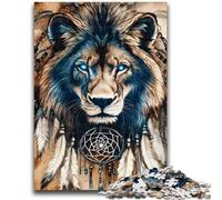 Puzzles pour Adultes 1000 pièces Famille de Lions Indiens Jeu Anti-Stress Défi Difficile Cadeaux du Père Noël Secret 26x38cm